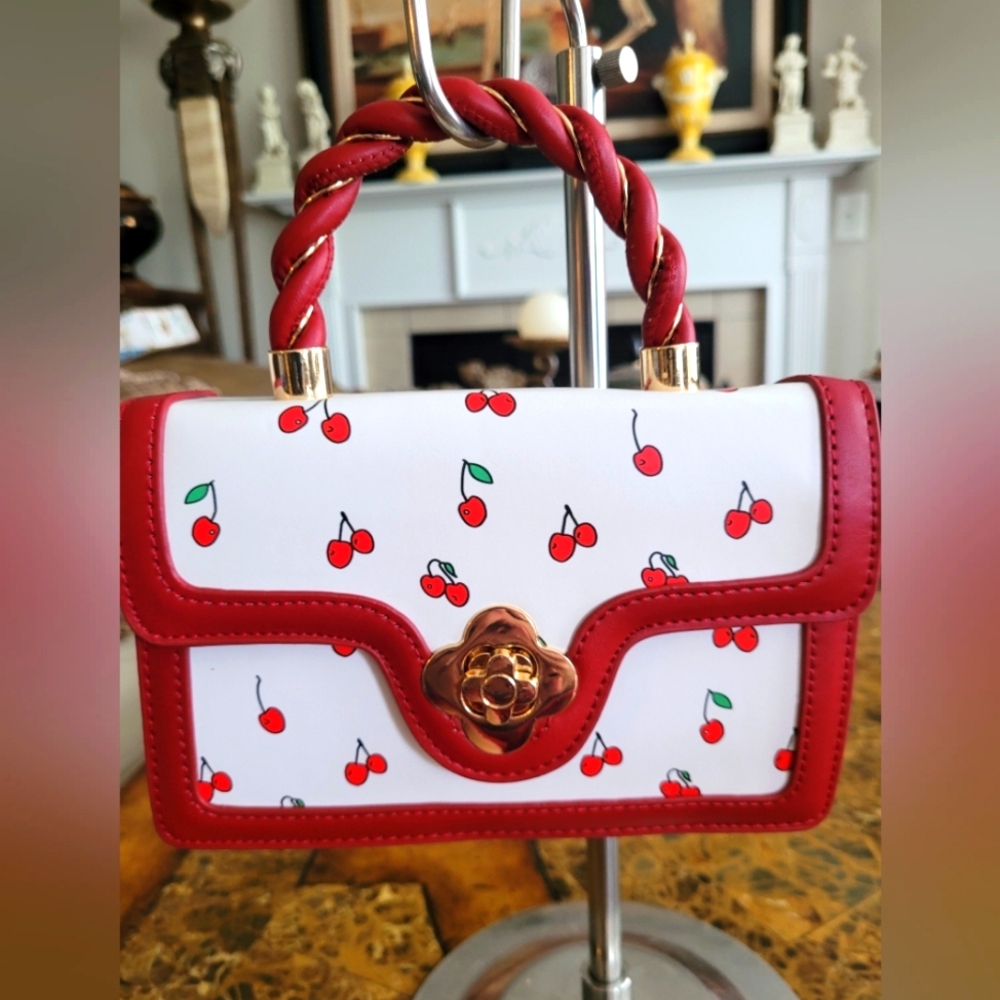 Cherry Print Red and White Handbag/crossbody